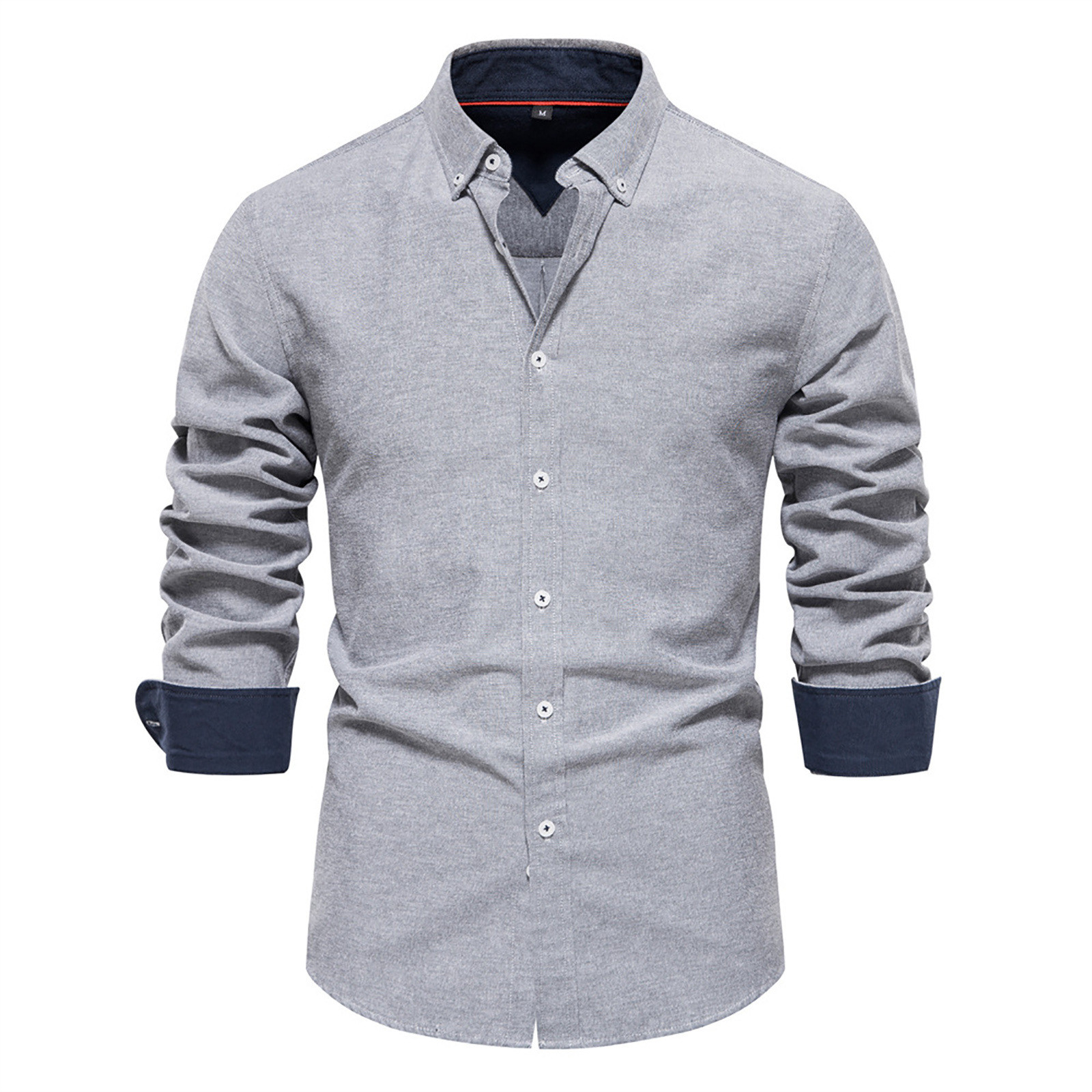 thumbnail image 2 of Camisa de manga larga con solapa estrecha y estampado floral para hombre, poliéster estampado, informal para todas las estaciones, tallas S-XXL, 2 of 4